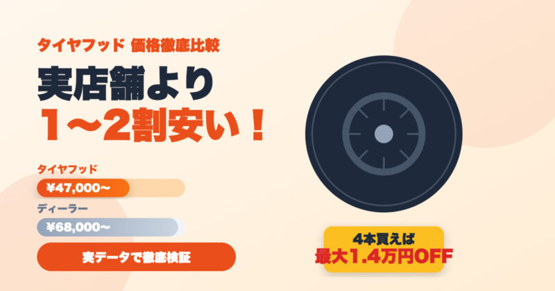 タイヤフッドは実店舗より安い？価格を徹底比較【2026年最新】