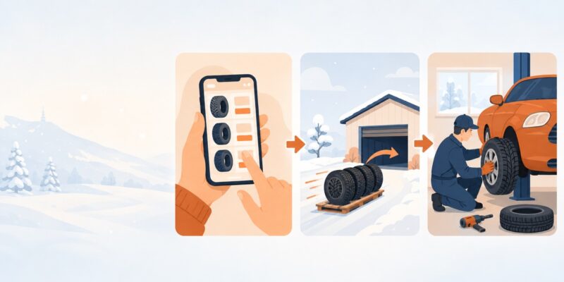 ネットでタイヤを注文して店舗で取り付ける流れ
